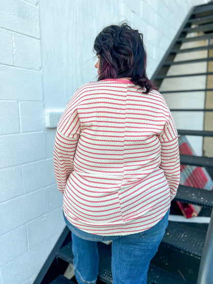 DOORBUSTER Emily Stripe Top - Rose
