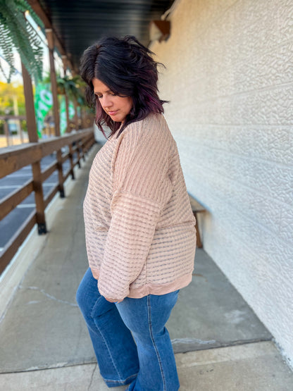 Mira Mocha Textured Long Sleeve Top