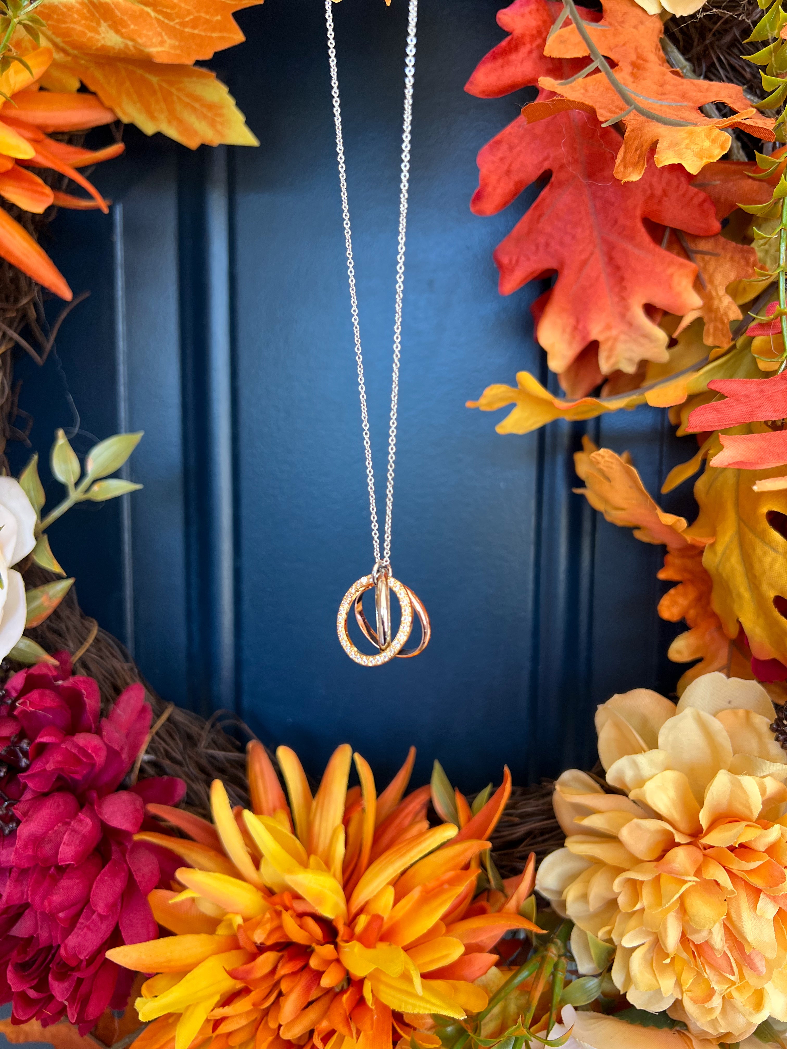 Crystal Pave 3 Circle Necklace