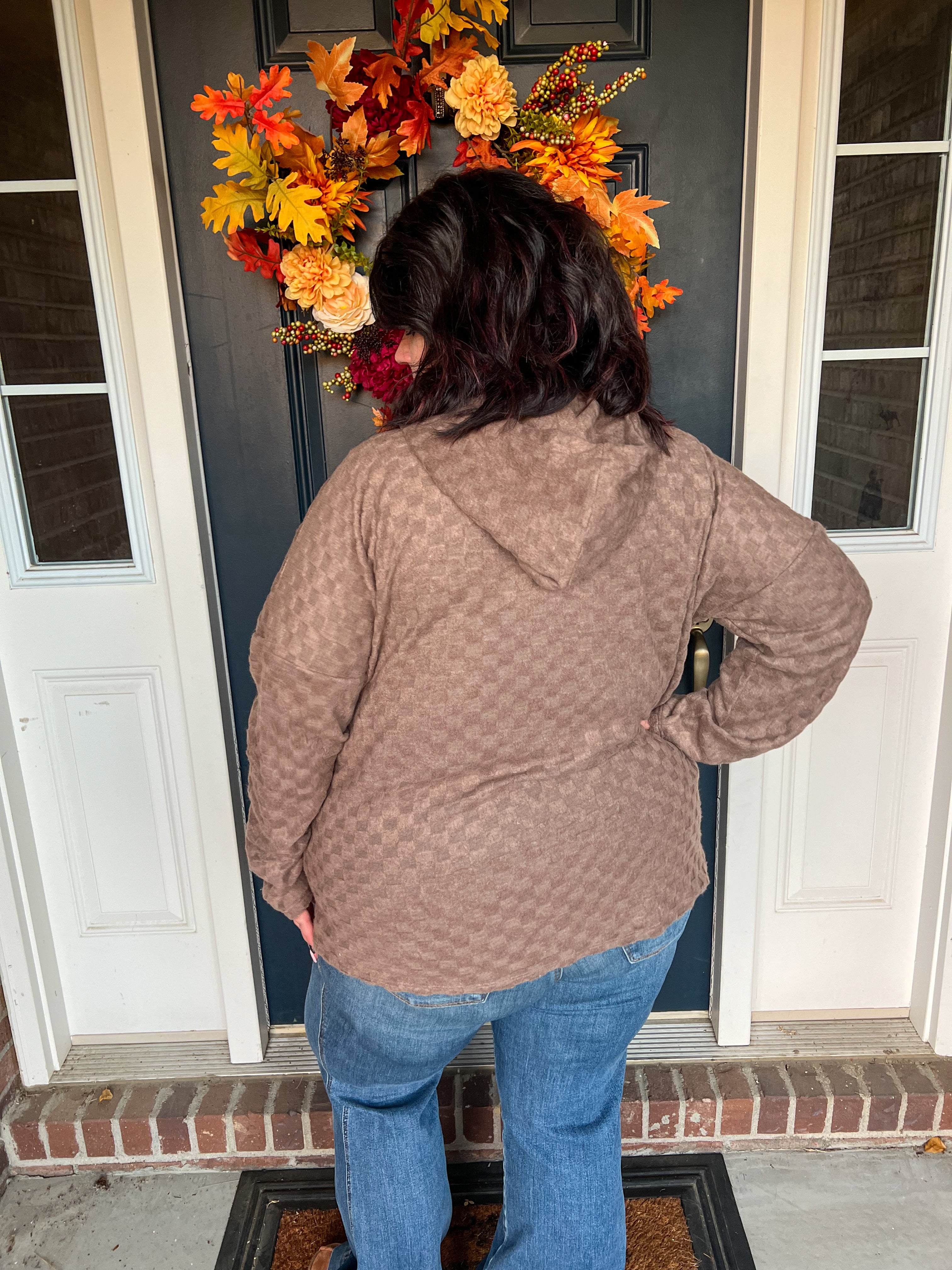 Kelsey Mocha Textured Hoodie