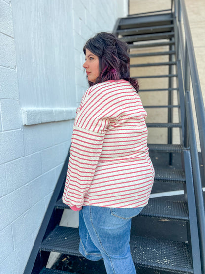 DOORBUSTER Emily Stripe Top - Rose
