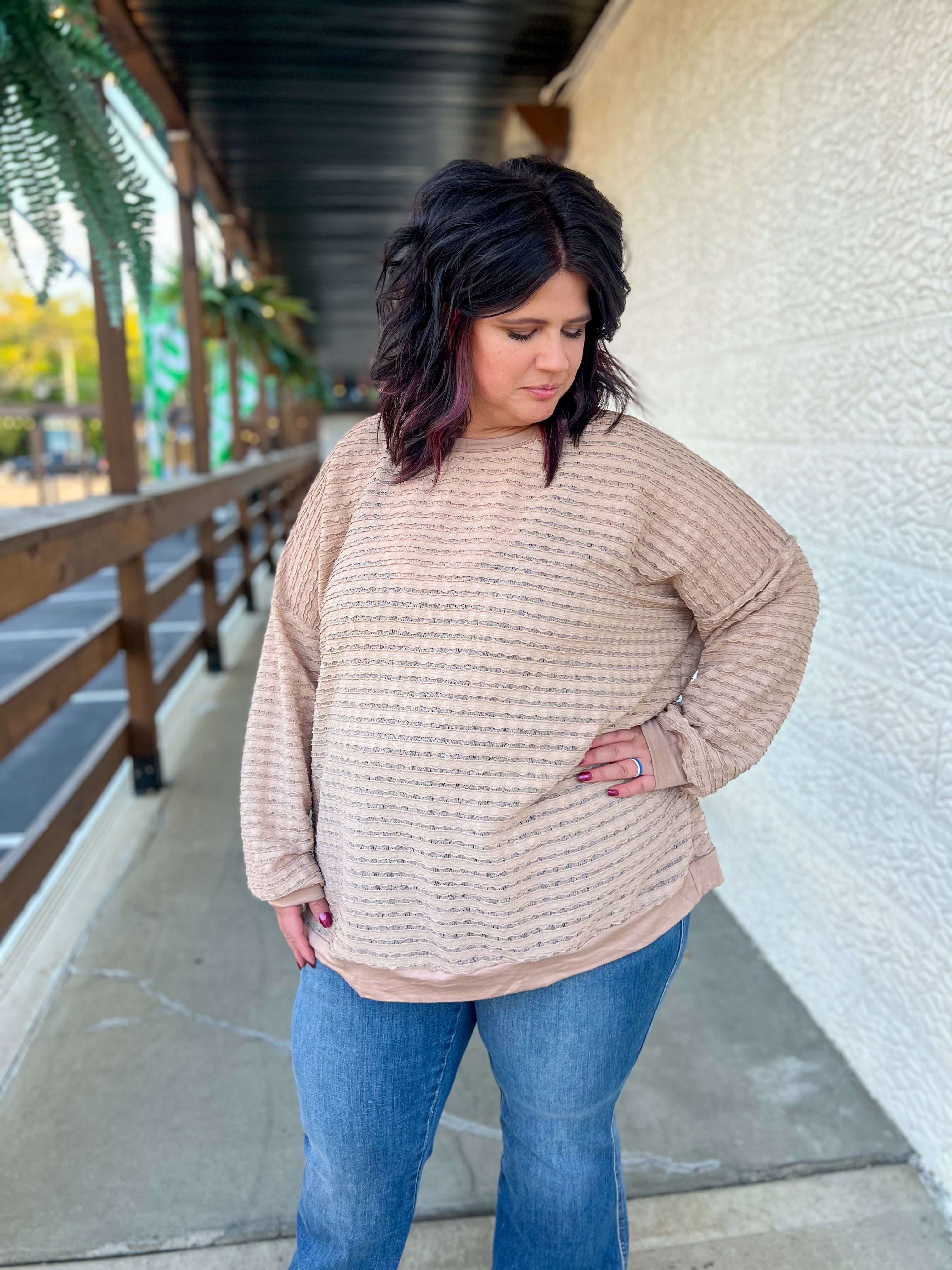 Mira Mocha Textured Long Sleeve Top