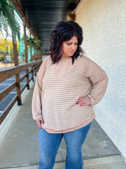 Mira Mocha Textured Long Sleeve Top