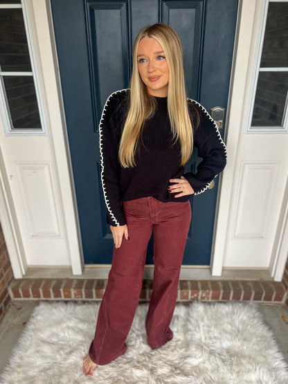 Judy Blue High - Waist Burgundy Retro Wide Jeans