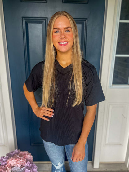 Kelly Ribbed Top - Black