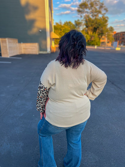 Two Places At Once Leopard Color Block Top