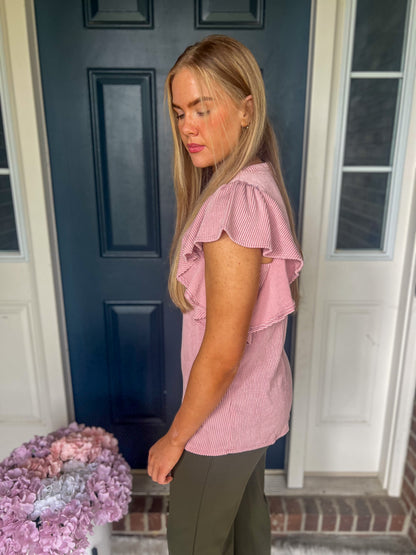 Alana Ruffle Sleeve Top - Mauve