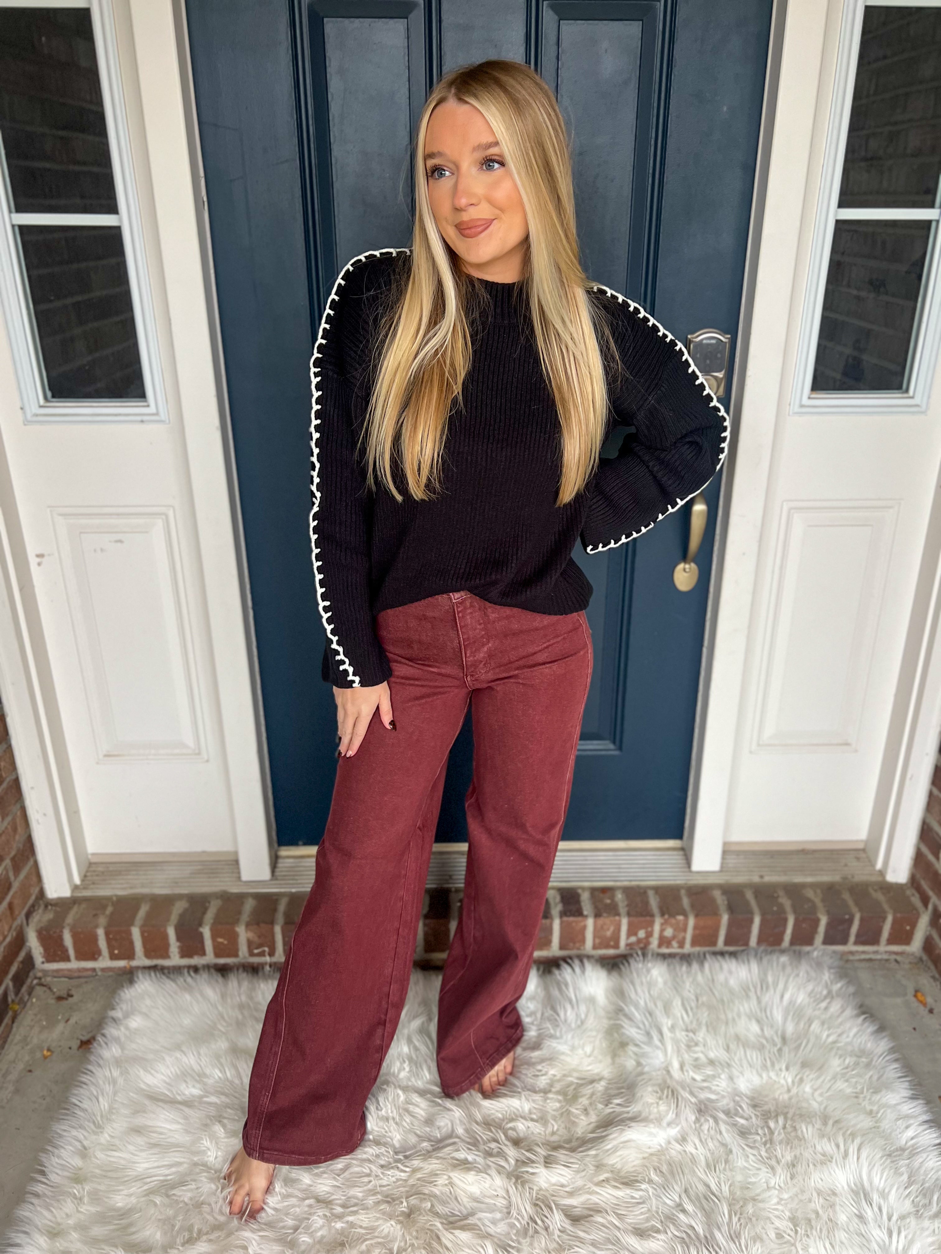 Judy Blue High - Waist Burgundy Retro Wide Jeans
