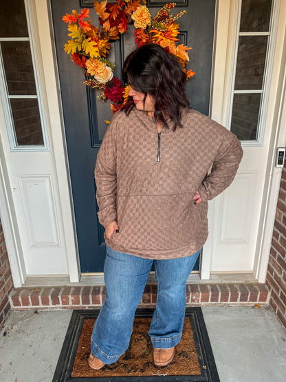 Kelsey Mocha Textured Hoodie