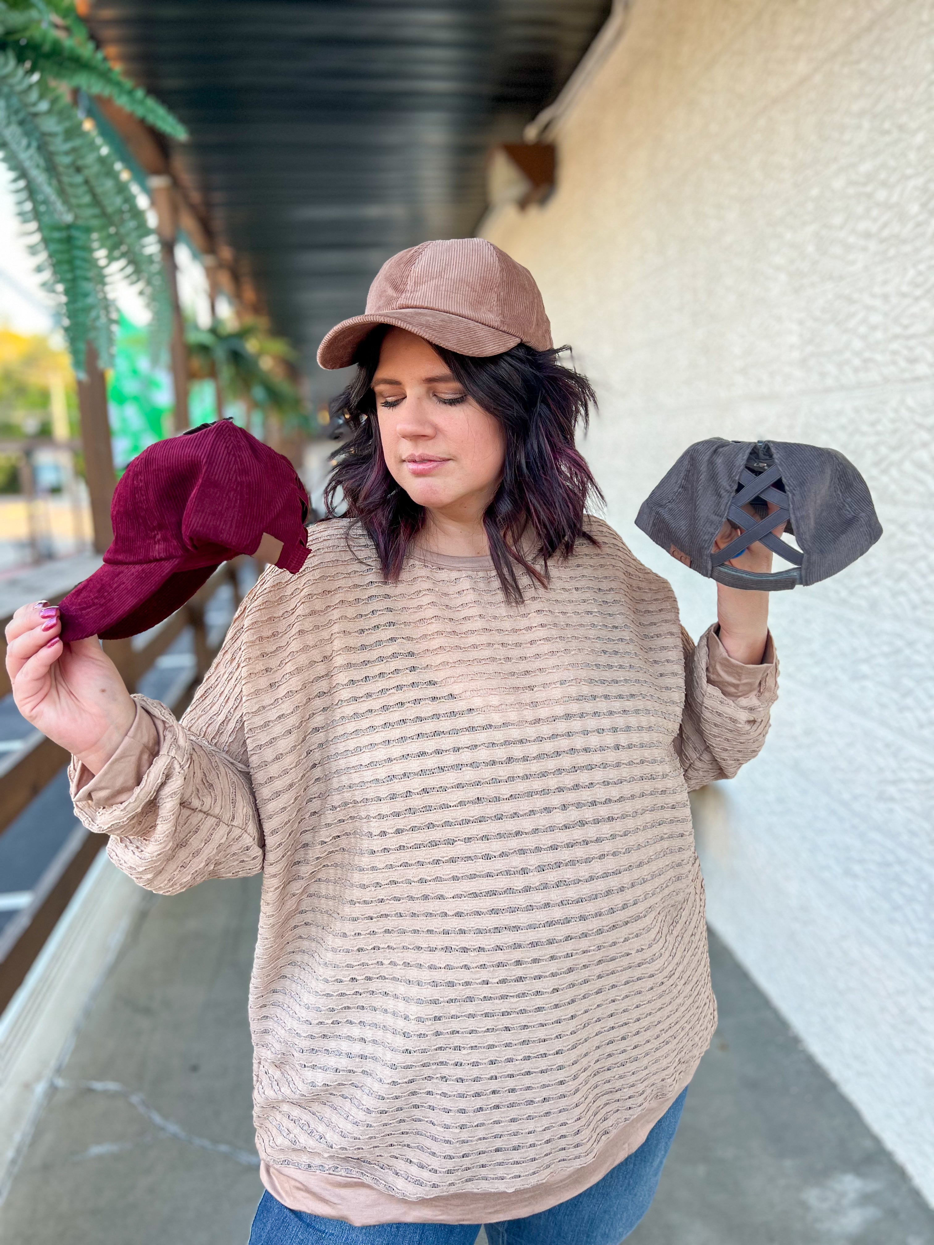CC Corduroy Pony Tail Hat - 3 Colors