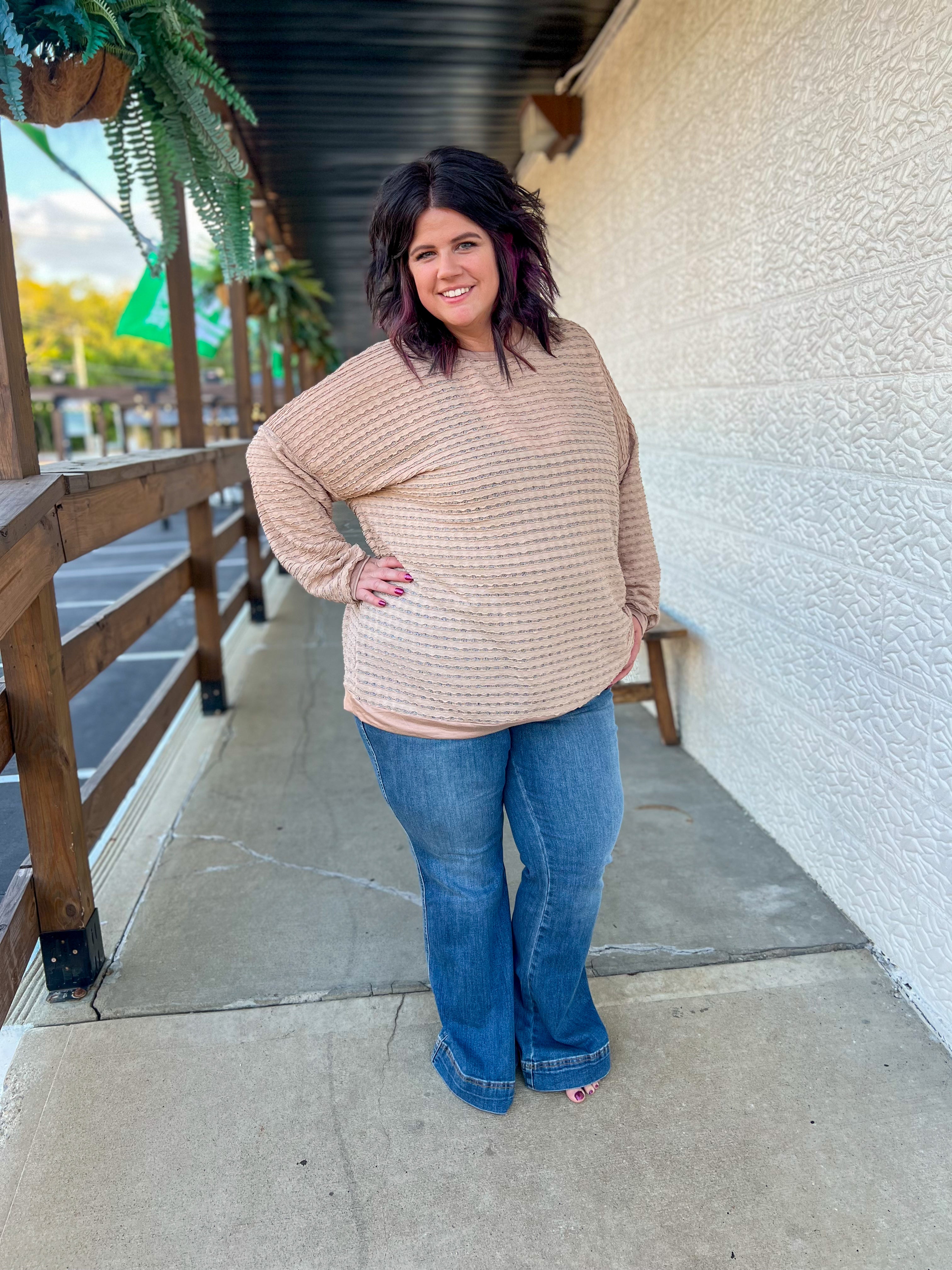 Mira Mocha Textured Long Sleeve Top