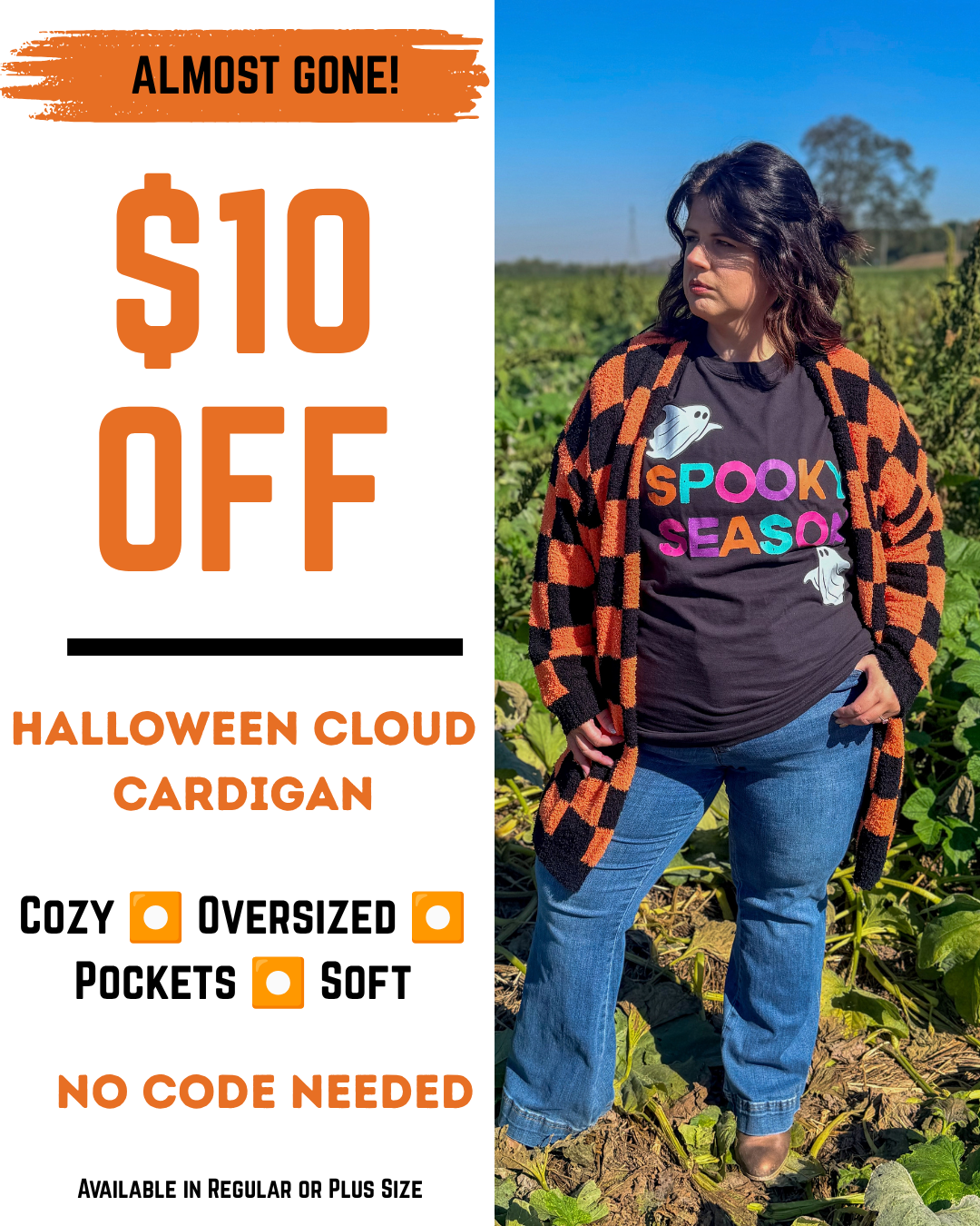 Orange and Black Checkered Cloud Cardigan