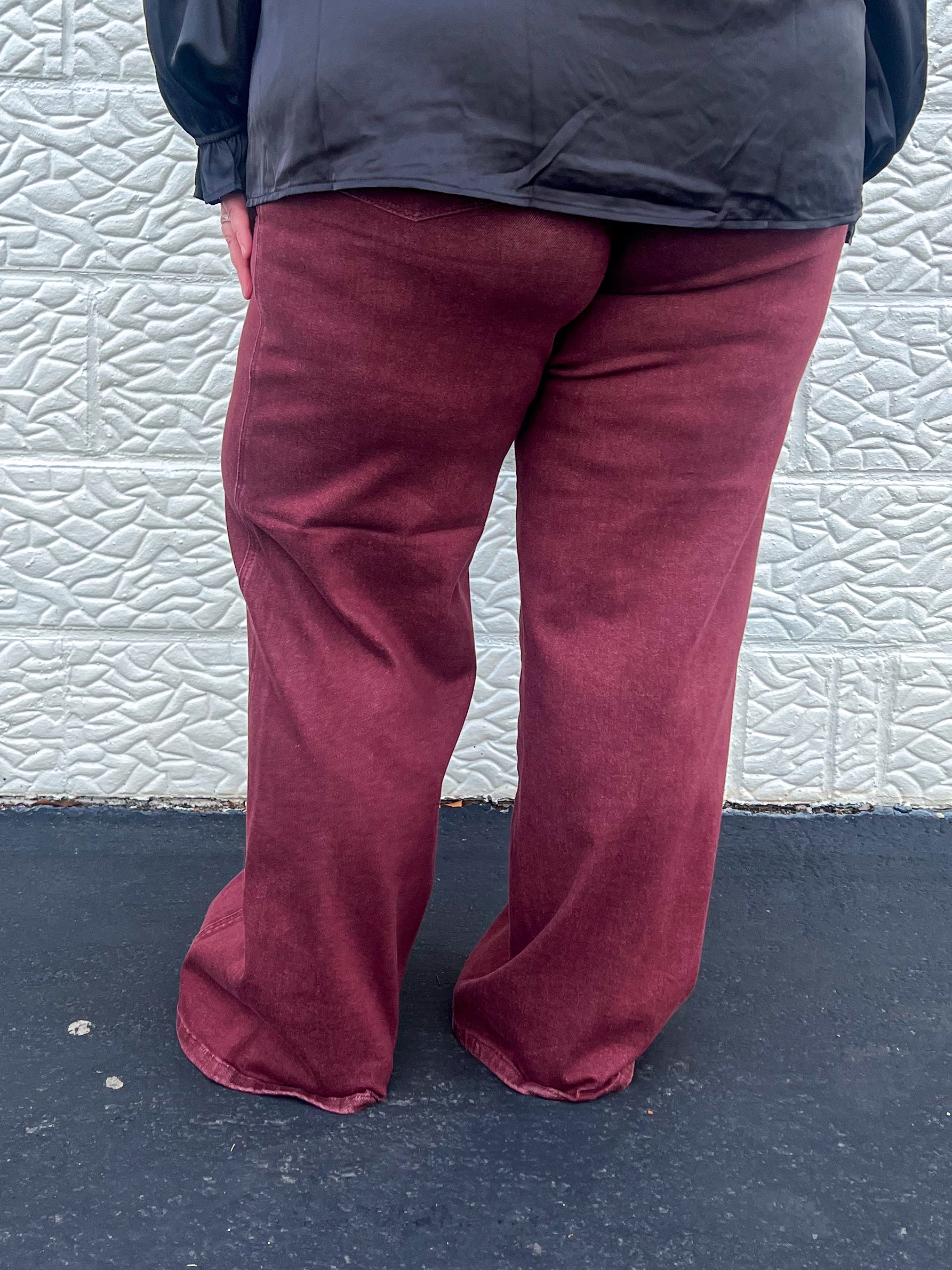 Judy Blue High - Waist Burgundy Retro Wide Jeans