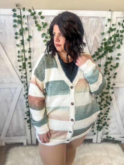 Remi Striped Button Down Cardigan