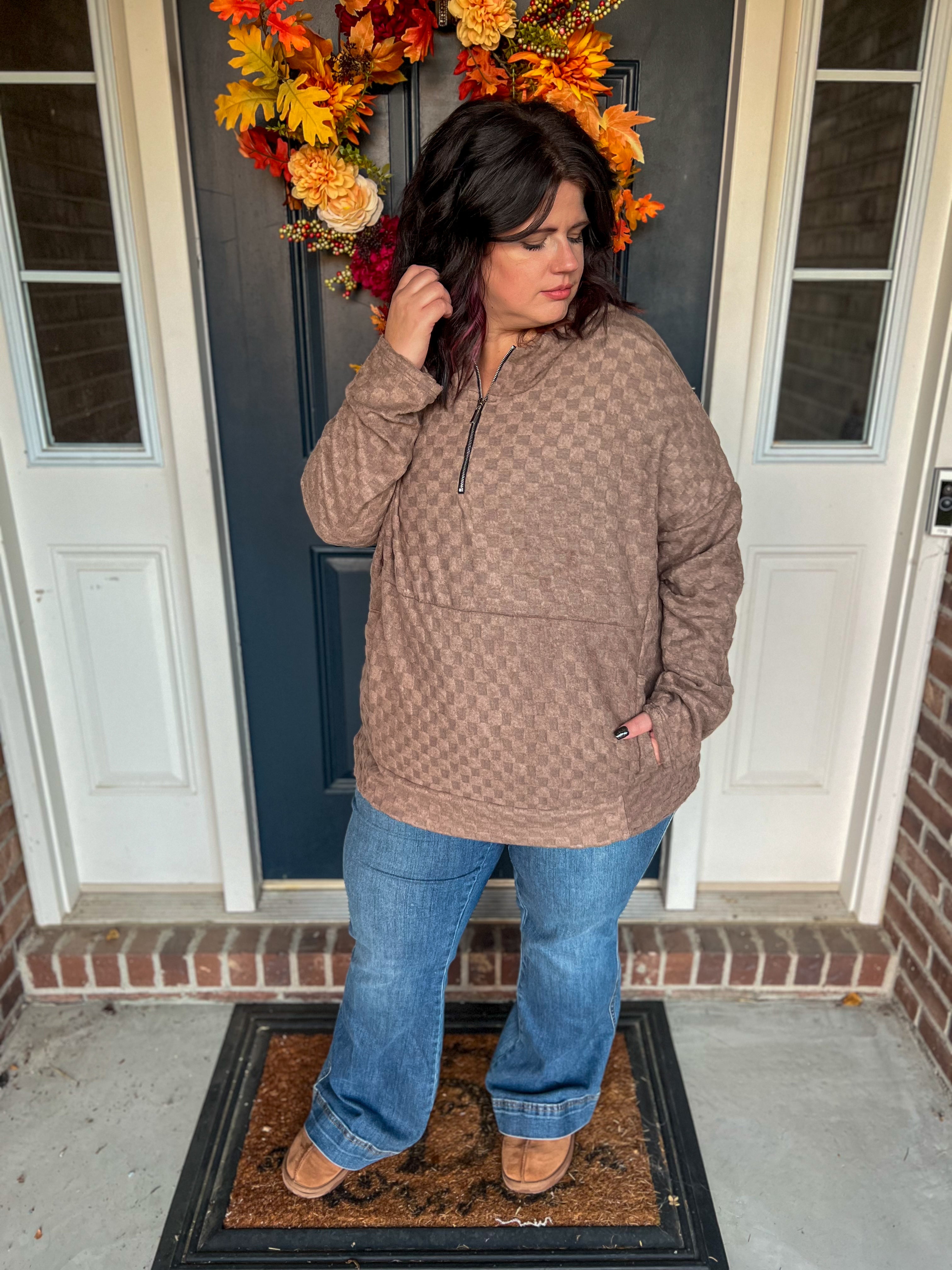 Kelsey Mocha Textured Hoodie