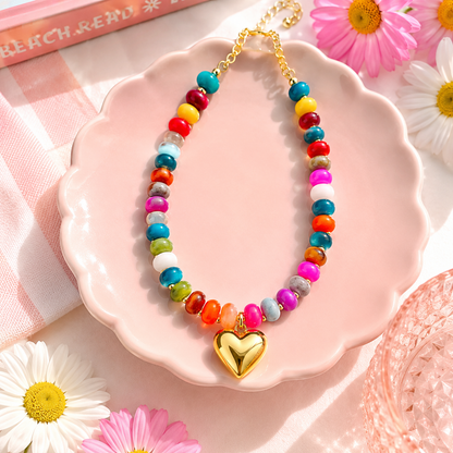Colorful Heart Charm Necklace