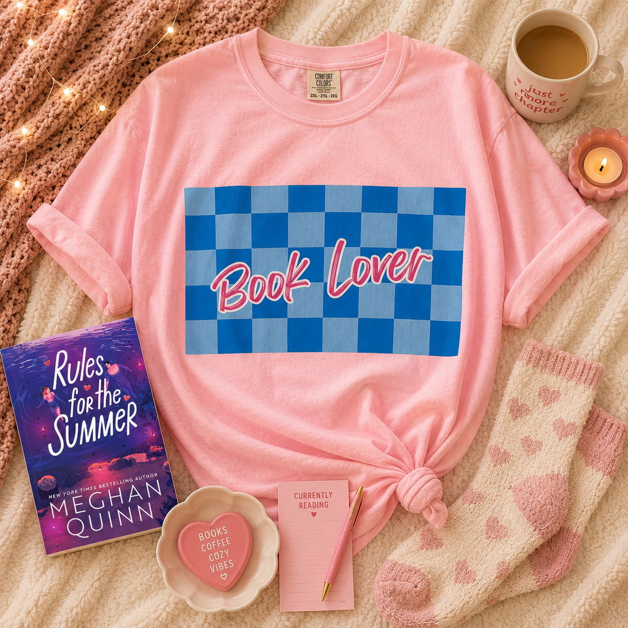 Book Lover Checkered Tee
