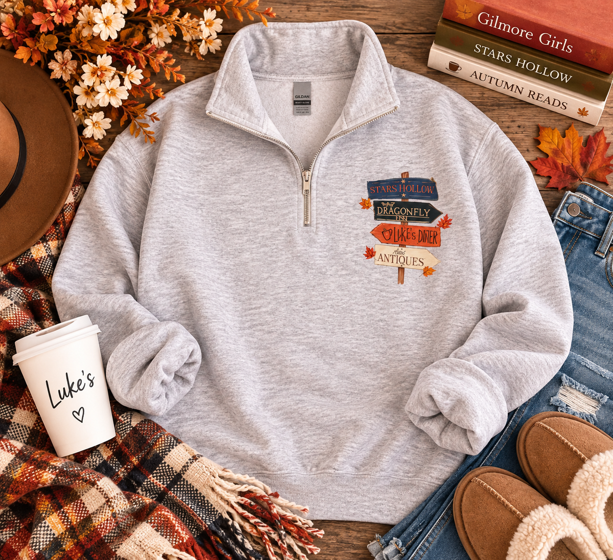 Stars Hollow Favorite Places Quarter Zip Sweatshirt