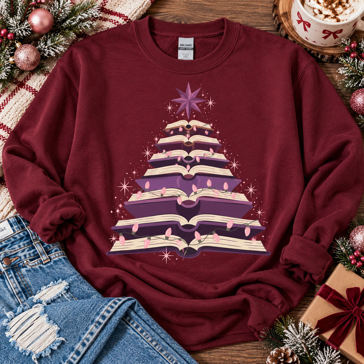 Bookish Christmas Tree Sweatshirt
