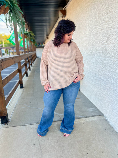 Mira Mocha Textured Long Sleeve Top