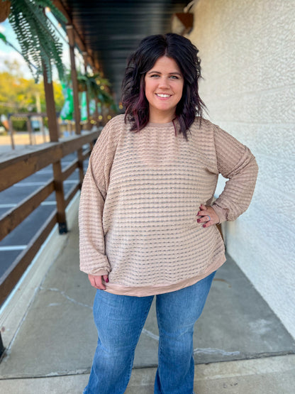 Mira Mocha Textured Long Sleeve Top