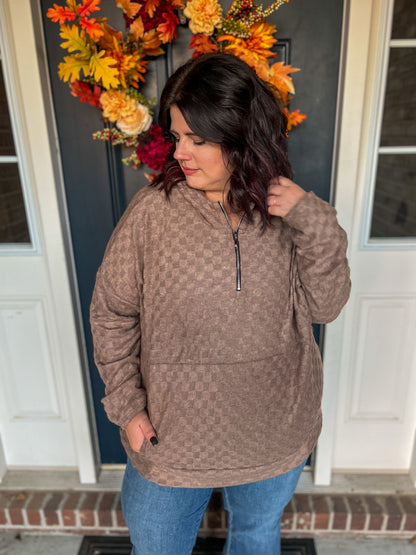 Kelsey Mocha Textured Hoodie
