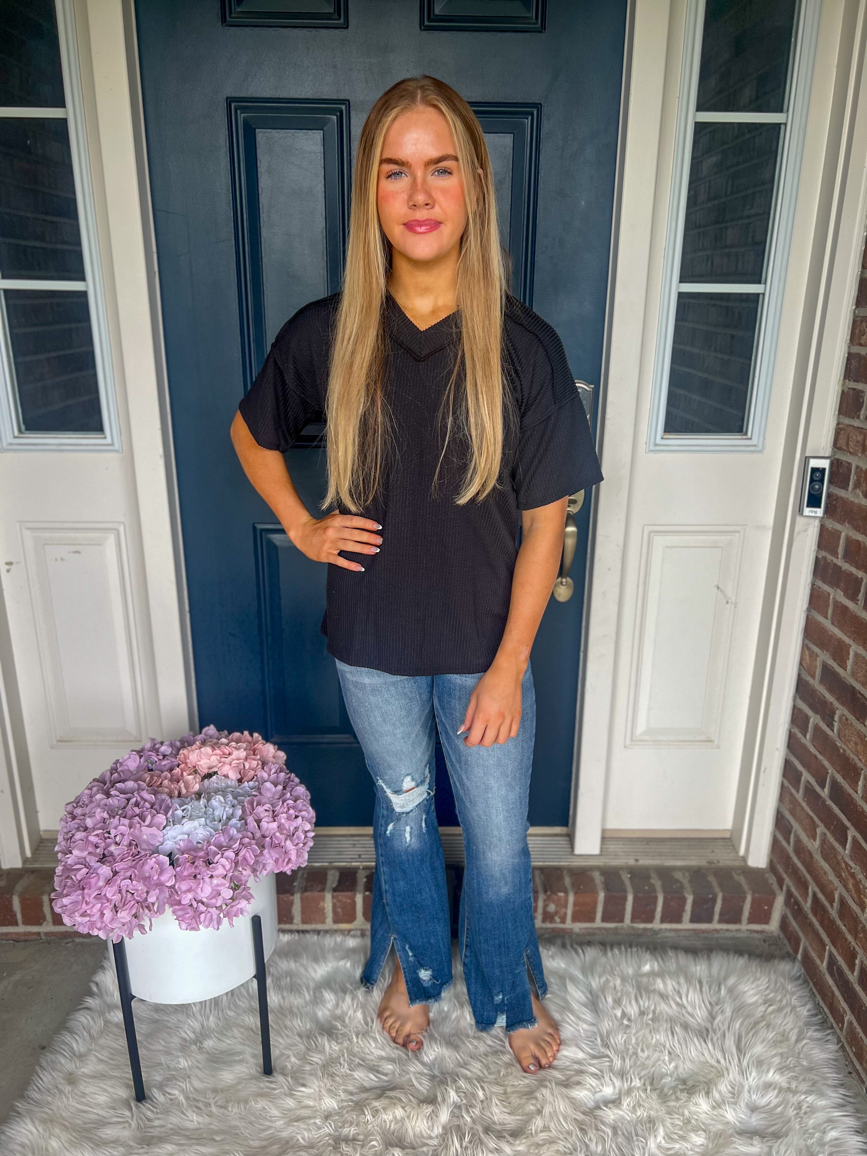 Kelly Ribbed Top - Black