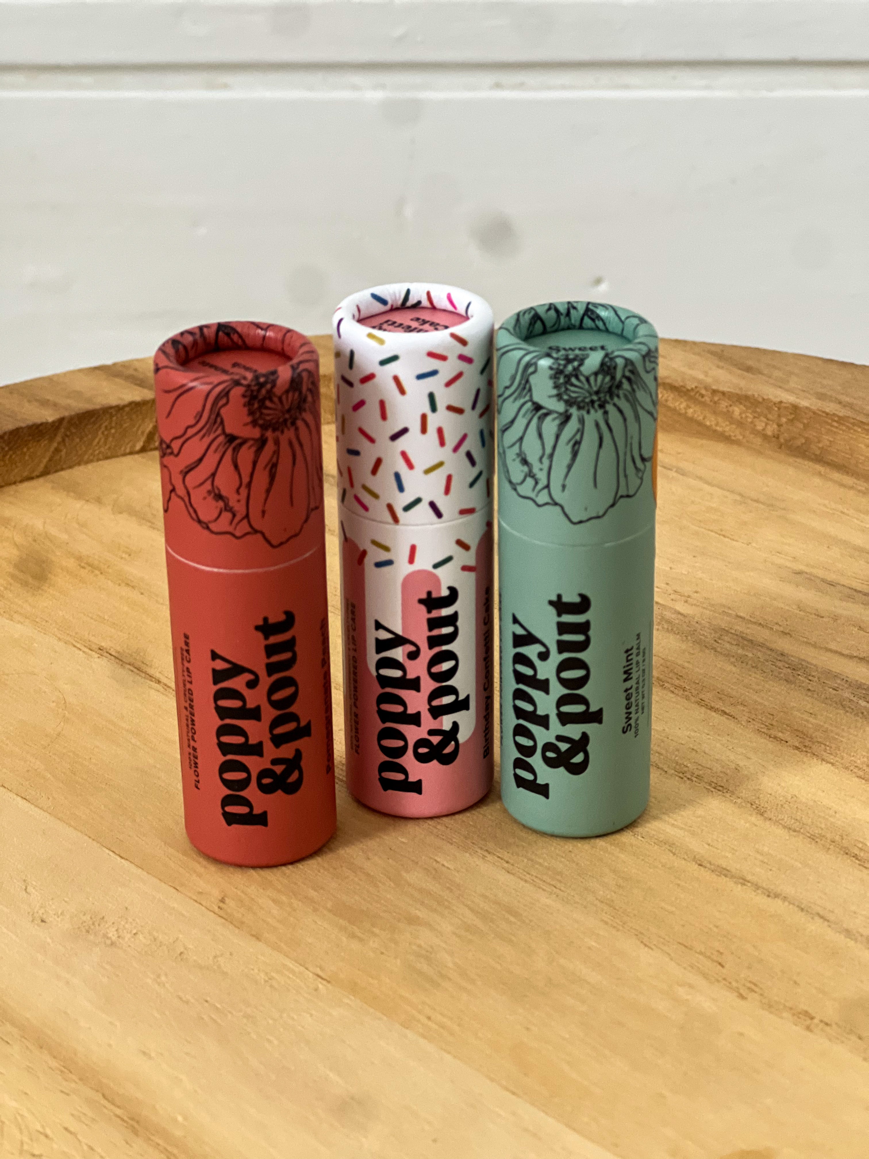 Poppy & Pout Lip Balm - 3 Flavors
