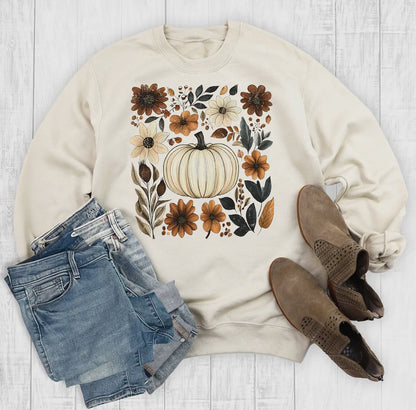 Boho Floral Fall Pumpkin Sweatshirt