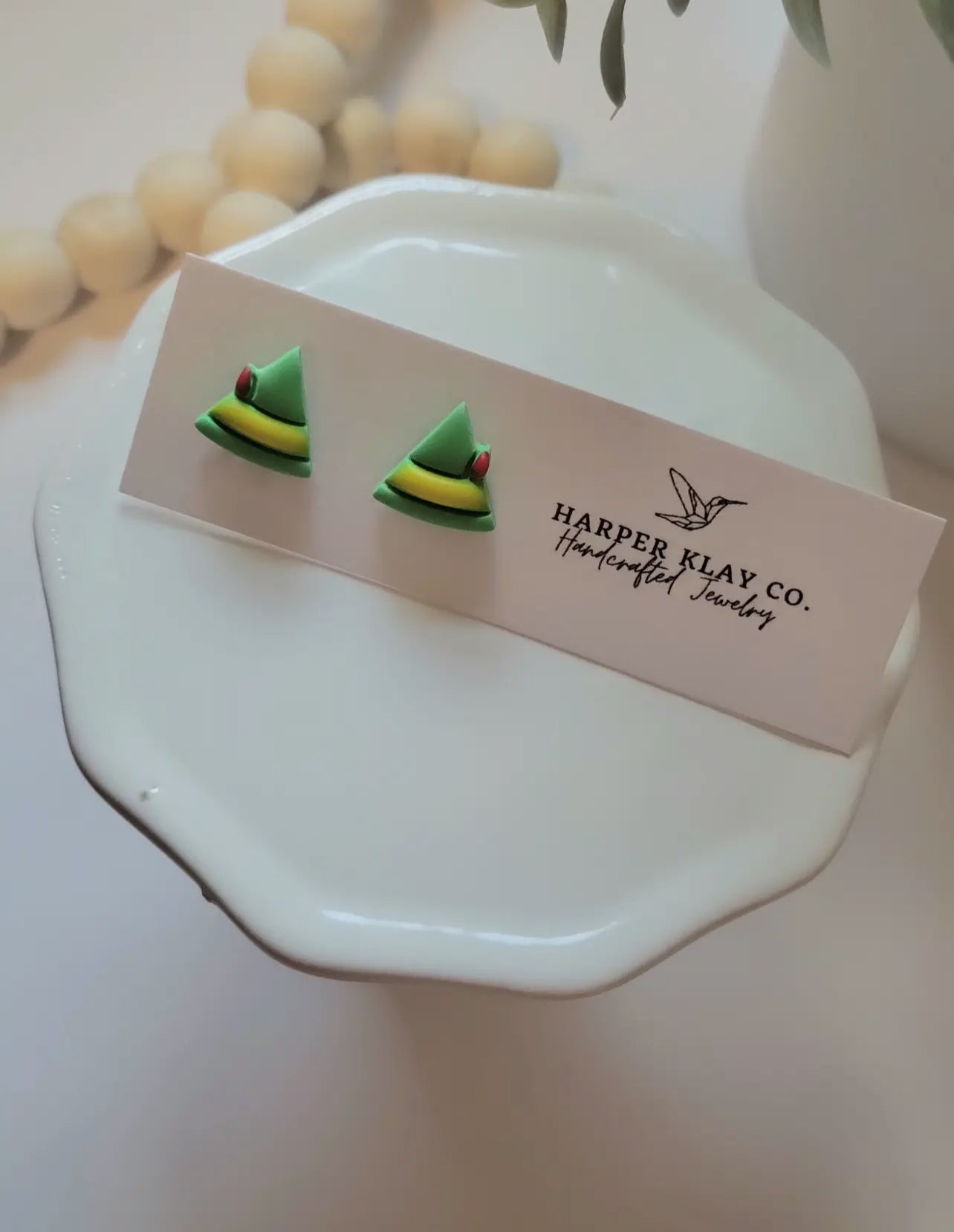 Elf Hat Polymer Clay Stud Earrings