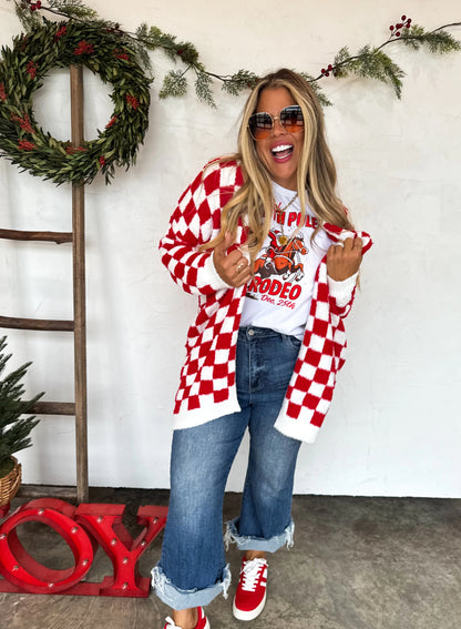 Red Checker Cloud Cardigan