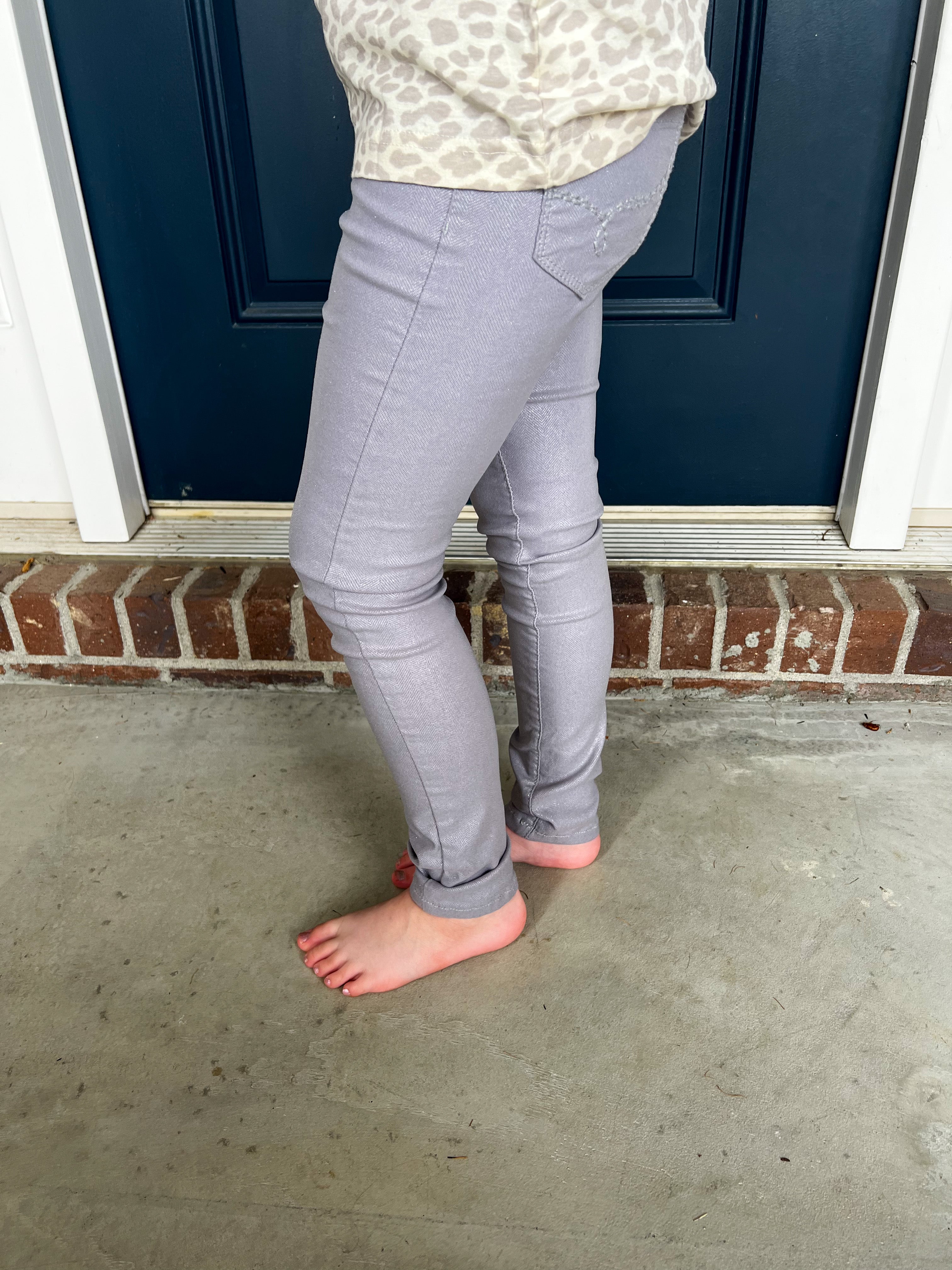 Youth Hyperstretch Skinny Jeans - Silver Glitter