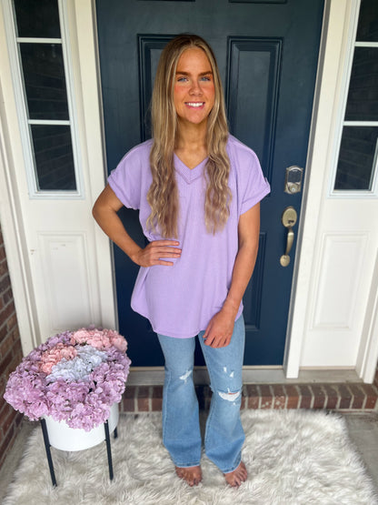 Lavender V-Neck Top