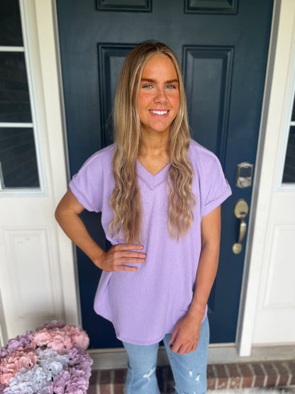 Lavender V-Neck Top