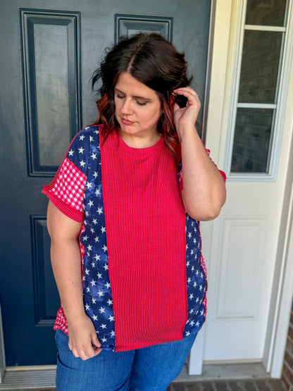 All American Stars and Gingham Top