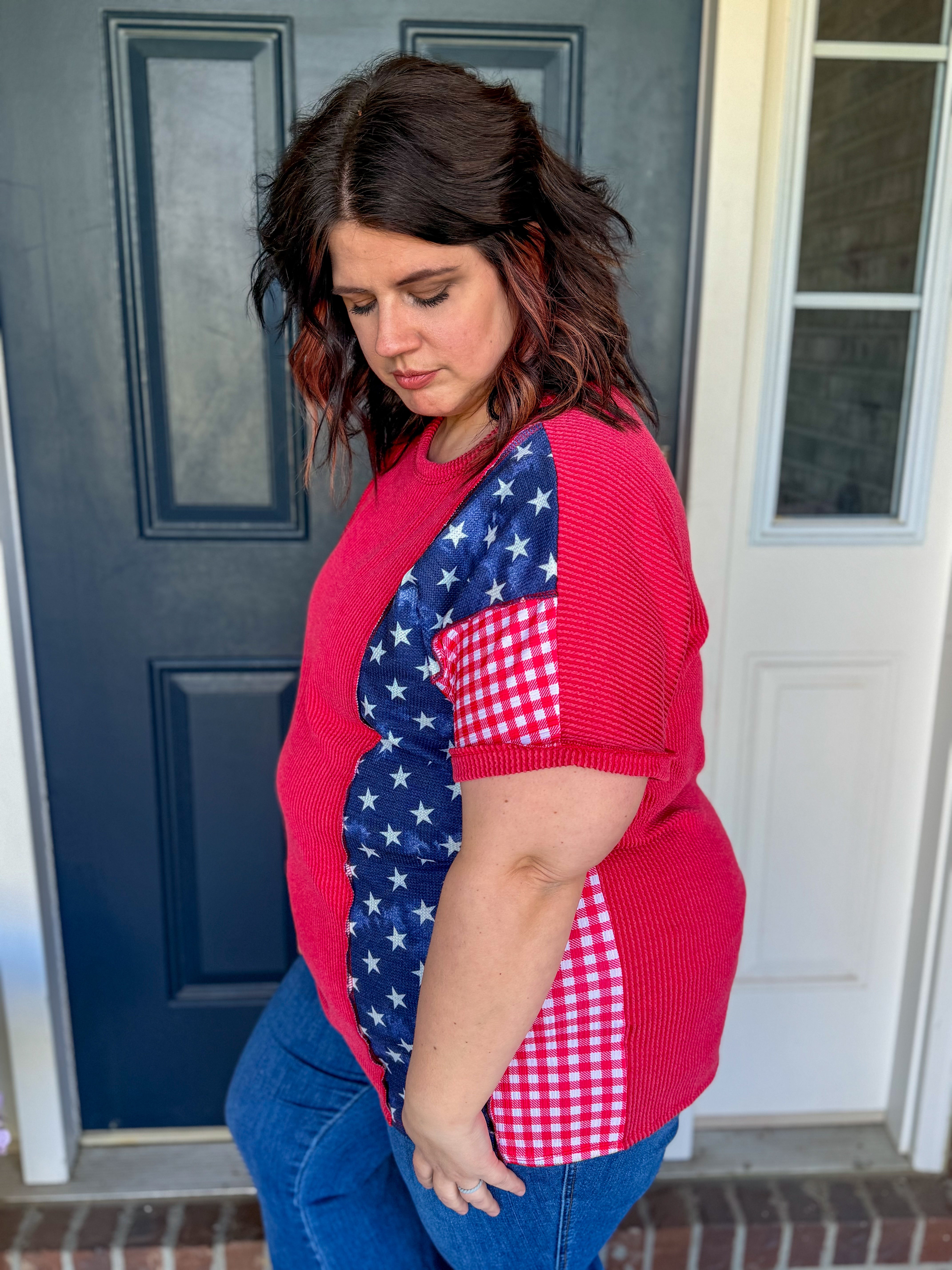 All American Stars and Gingham Top