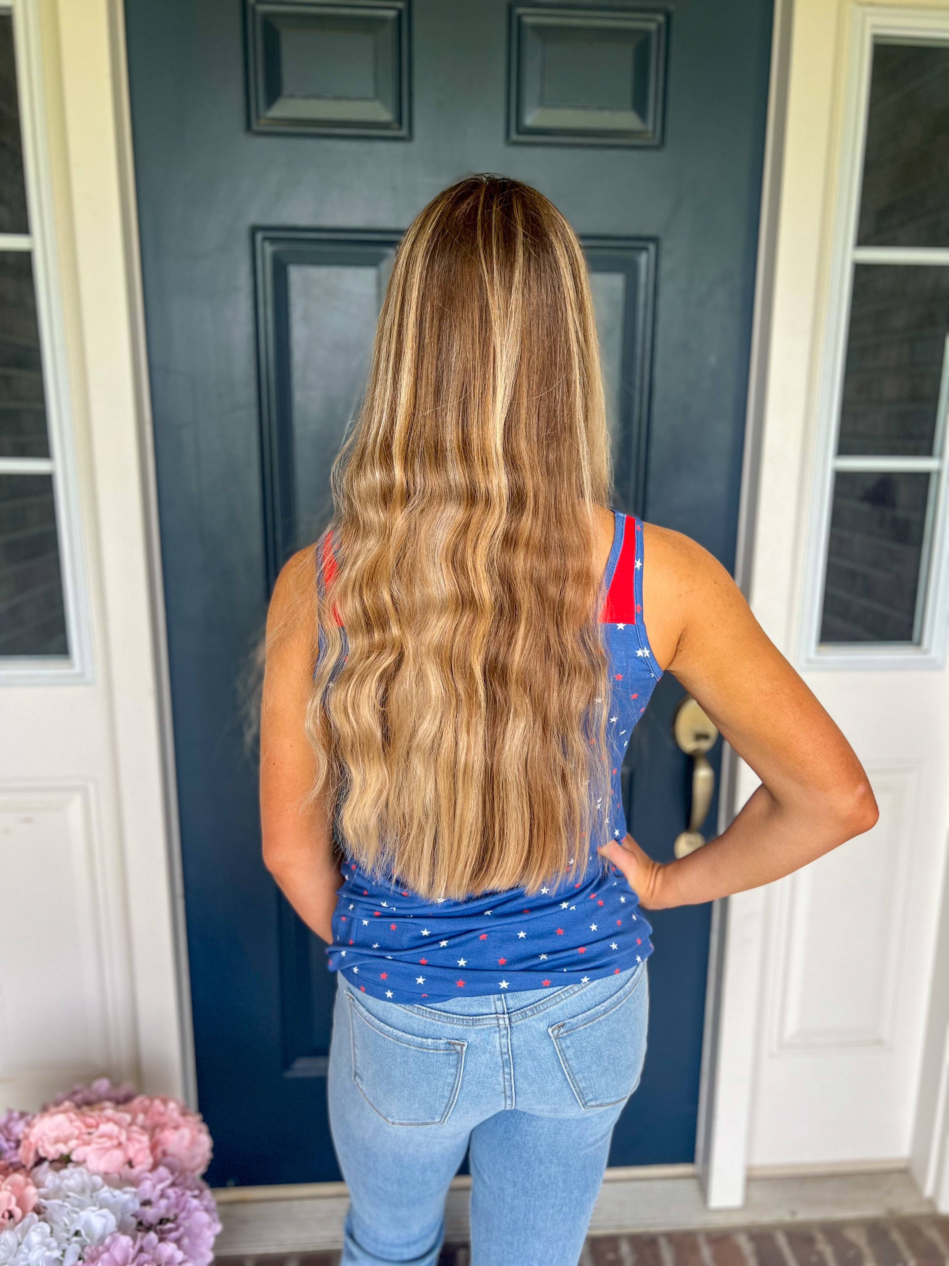 Michelle Mae Poppy Tank Top - Blue Freedom Stars