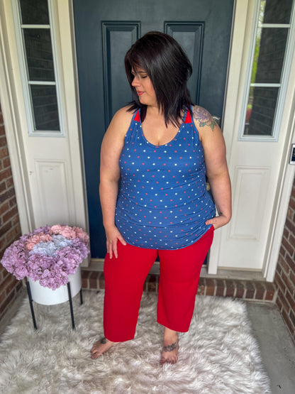 Michelle Mae Poppy Tank Top - Blue Freedom Stars