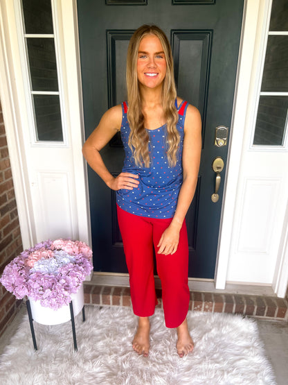 Michelle Mae Poppy Tank Top - Blue Freedom Stars