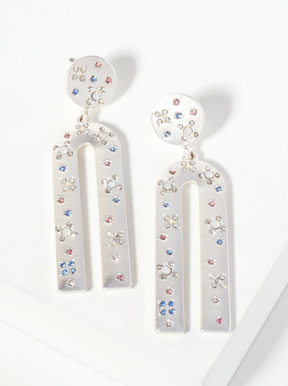 Celestial Crystal Pave Arched Dangle Earrings - 2 Colors!