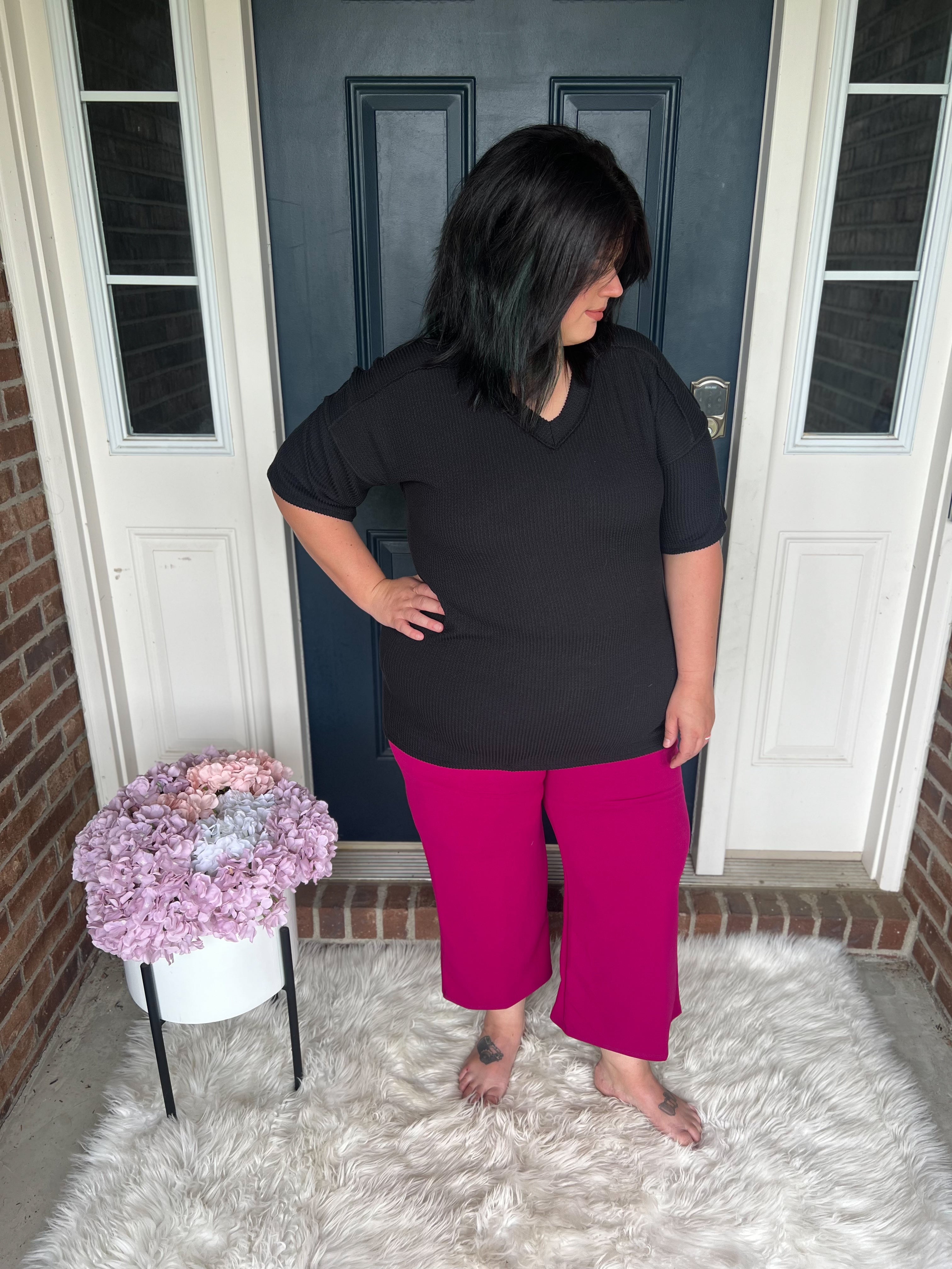 Kelly Ribbed Top - Black