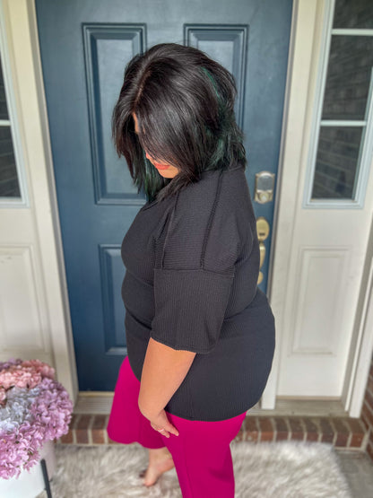 Kelly Ribbed Top - Black