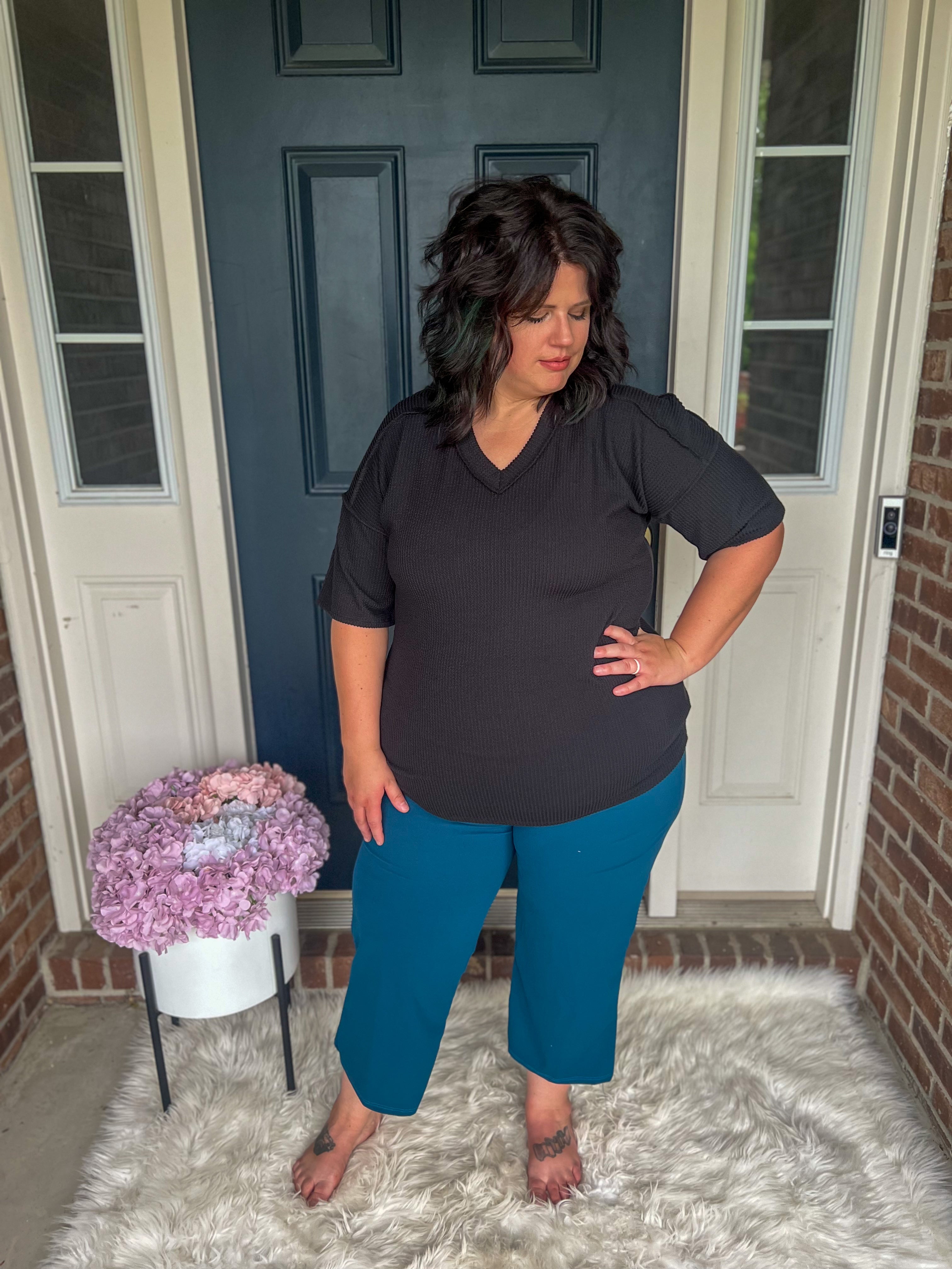 Kelly Ribbed Top - Black