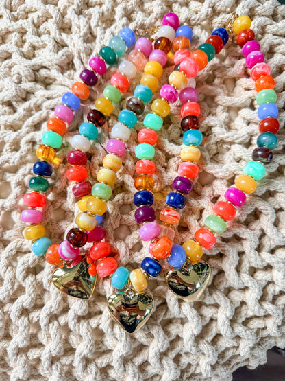 Colorful Heart Charm Necklace