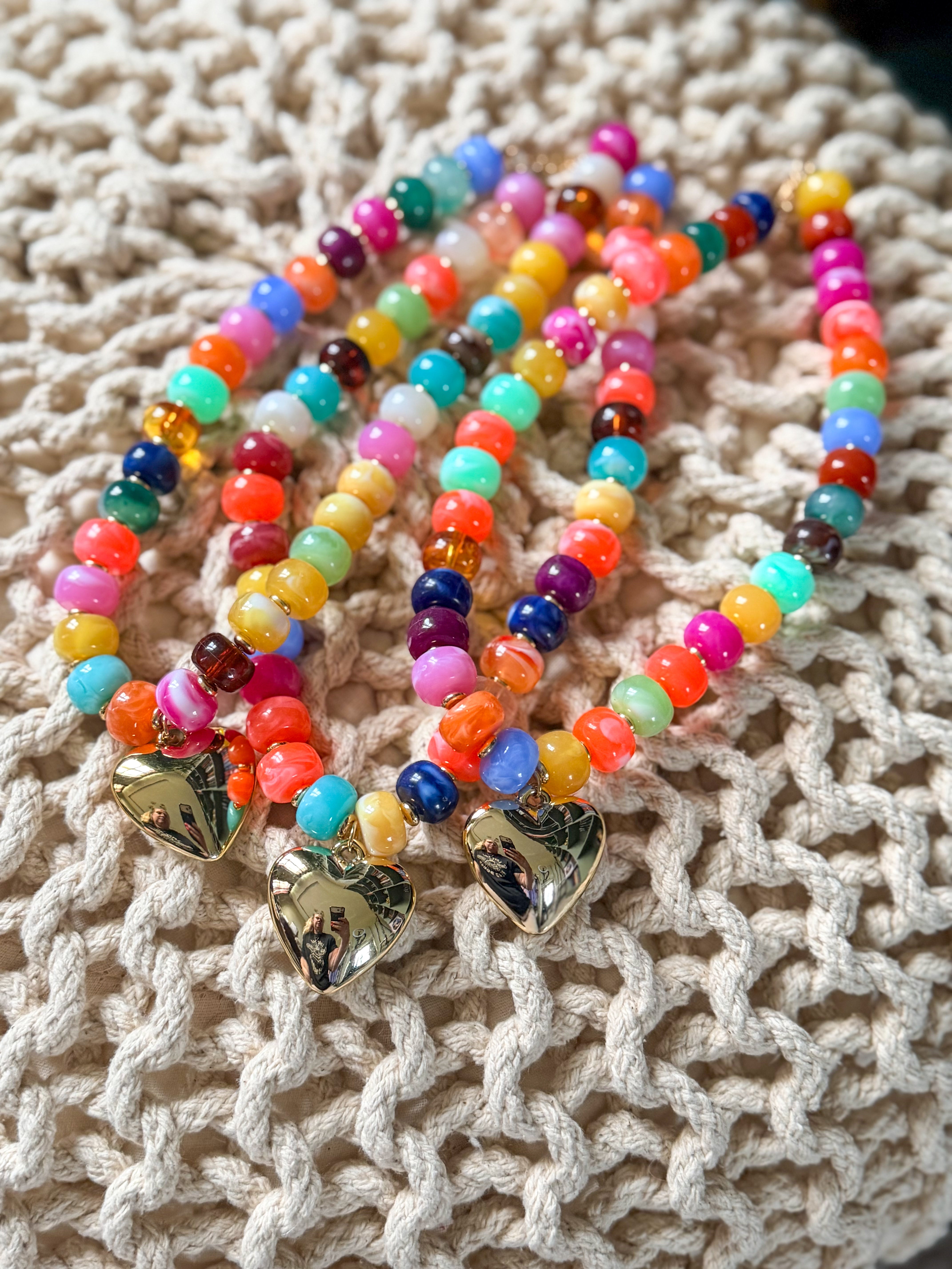 Colorful Heart Charm Necklace