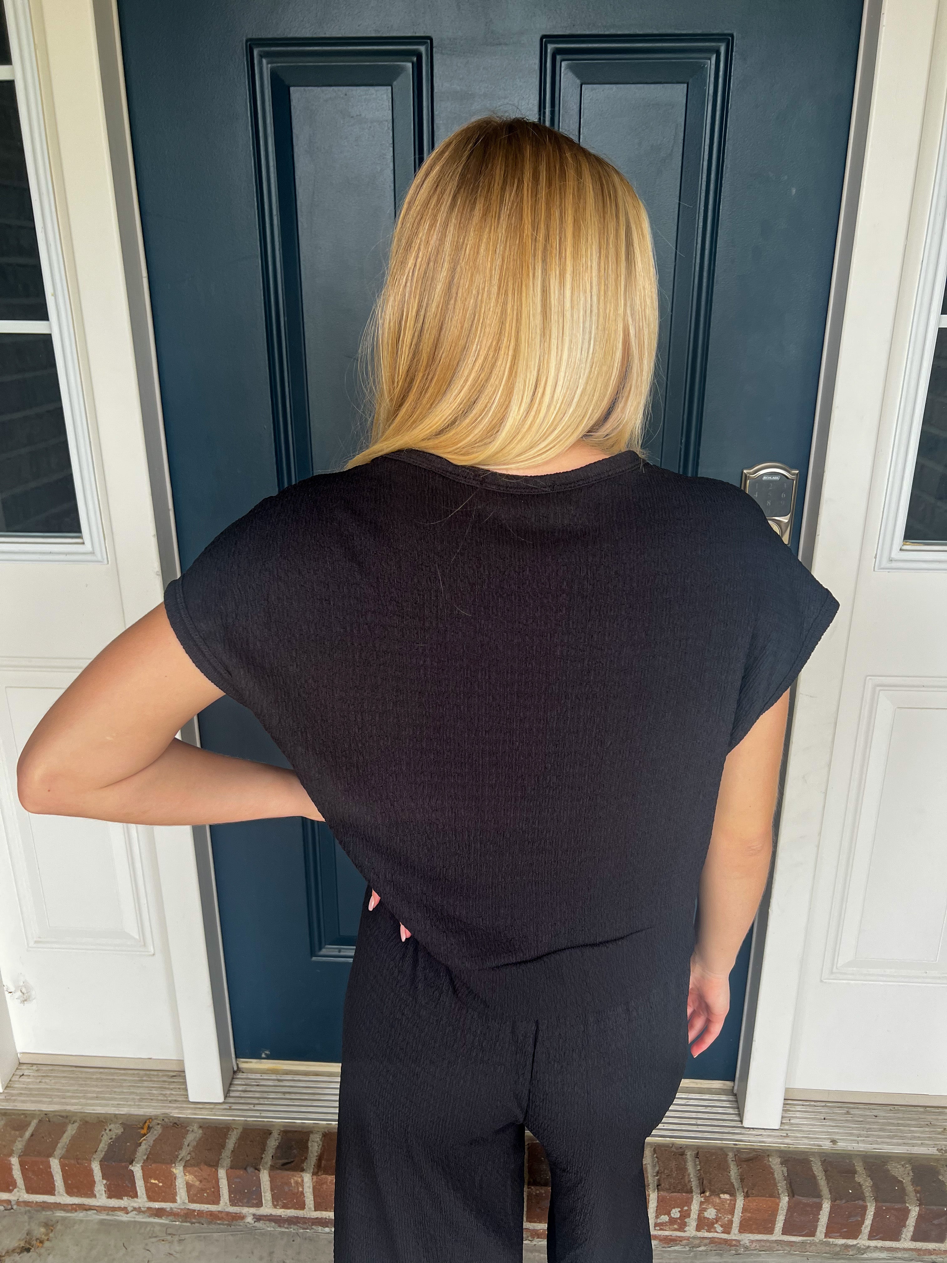 Laura Black Knot Front Top