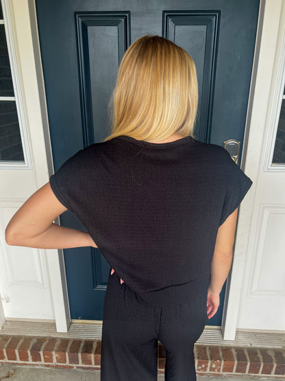 Laura Black Knot Front Top