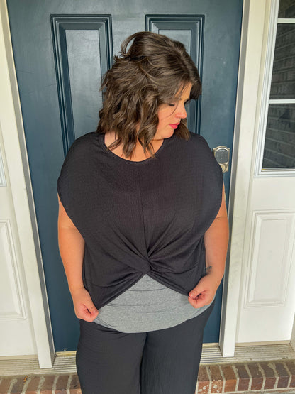 Laura Black Knot Front Top