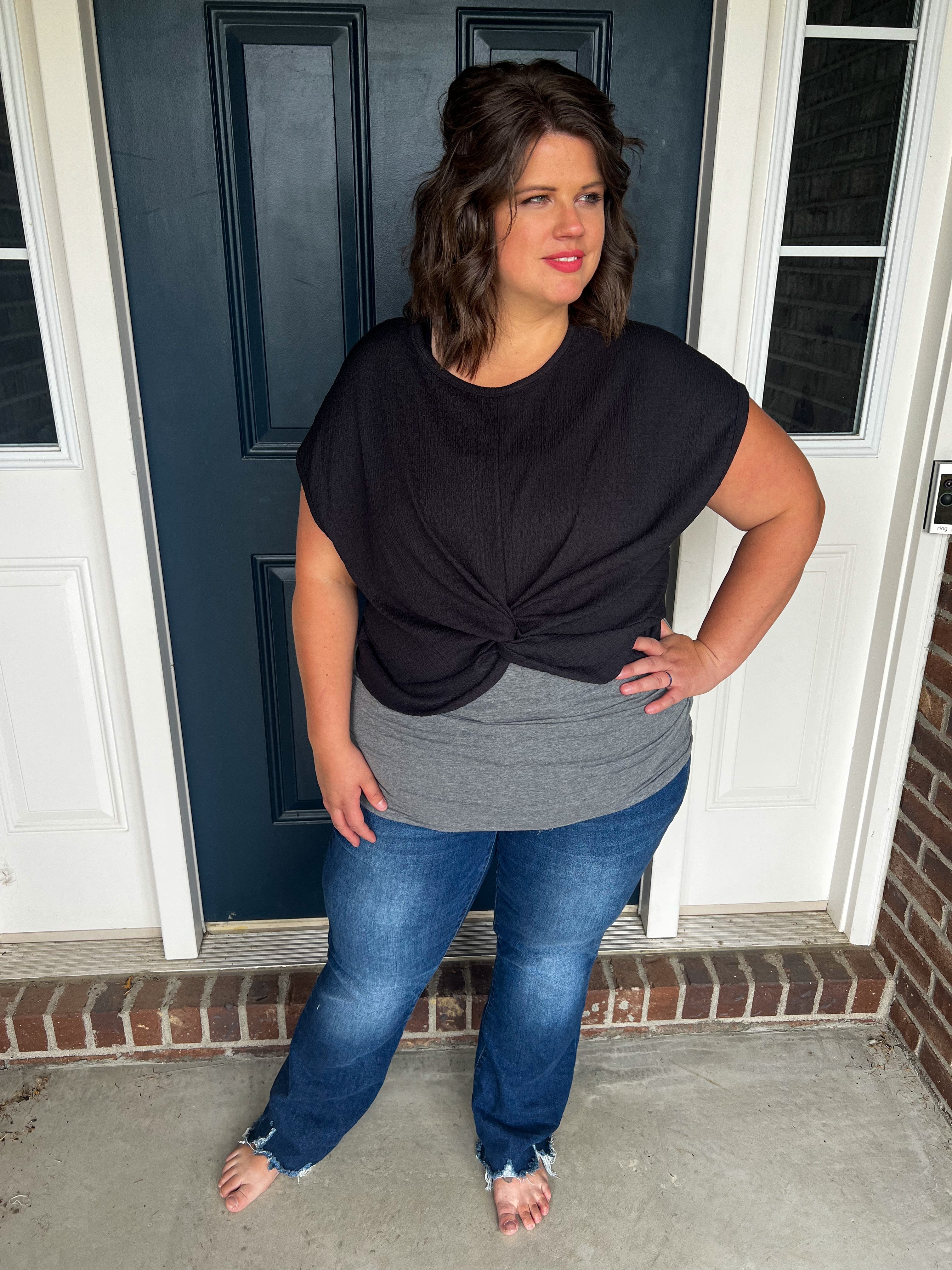 Laura Black Knot Front Top