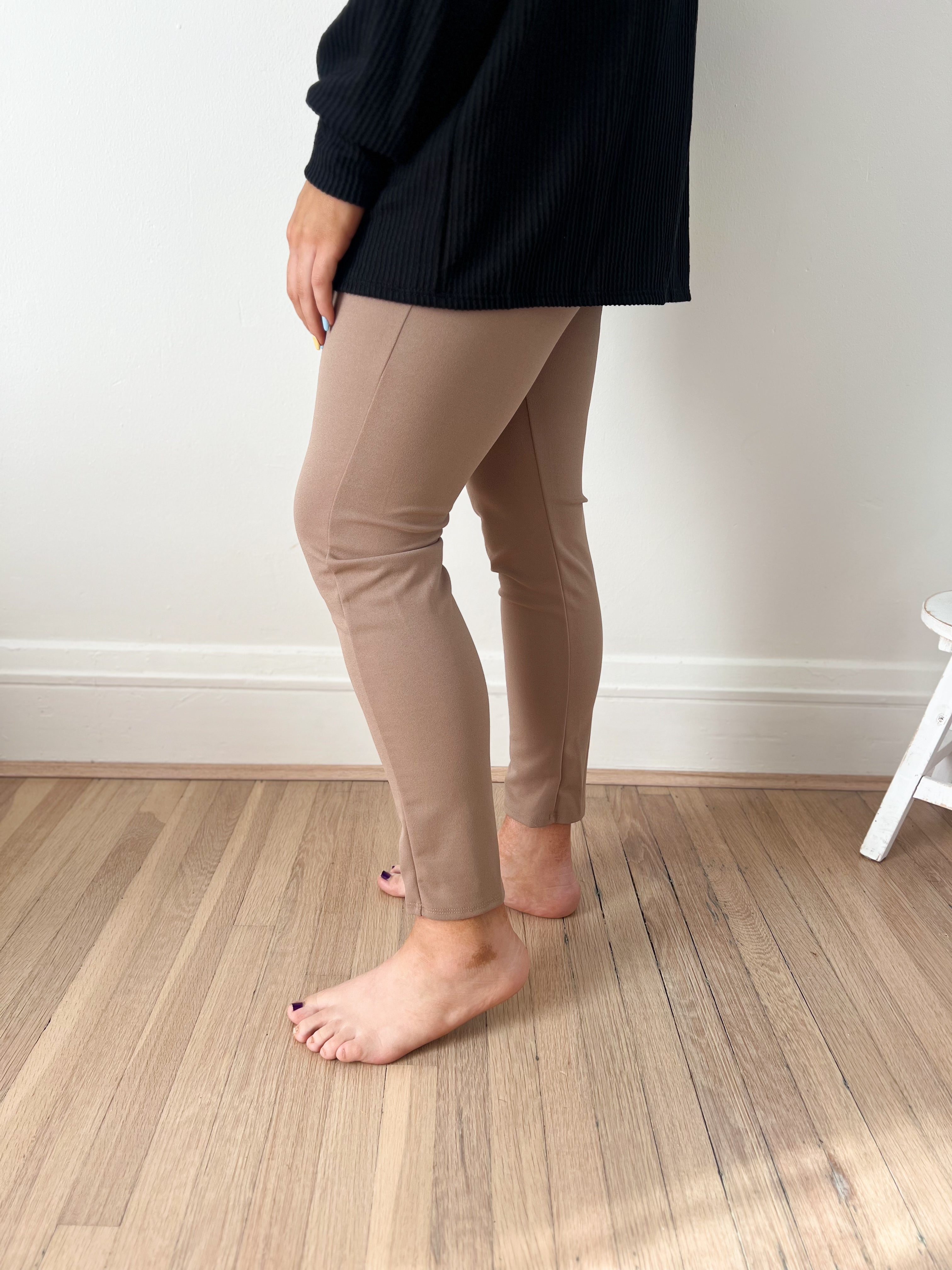 Leah Stretchy Straight Leg Pants - Mocha